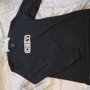 Obey Black Spell Out Logo Long Sleeve T Shirt